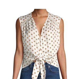 Free People Diamond Patterned Tie Front Top